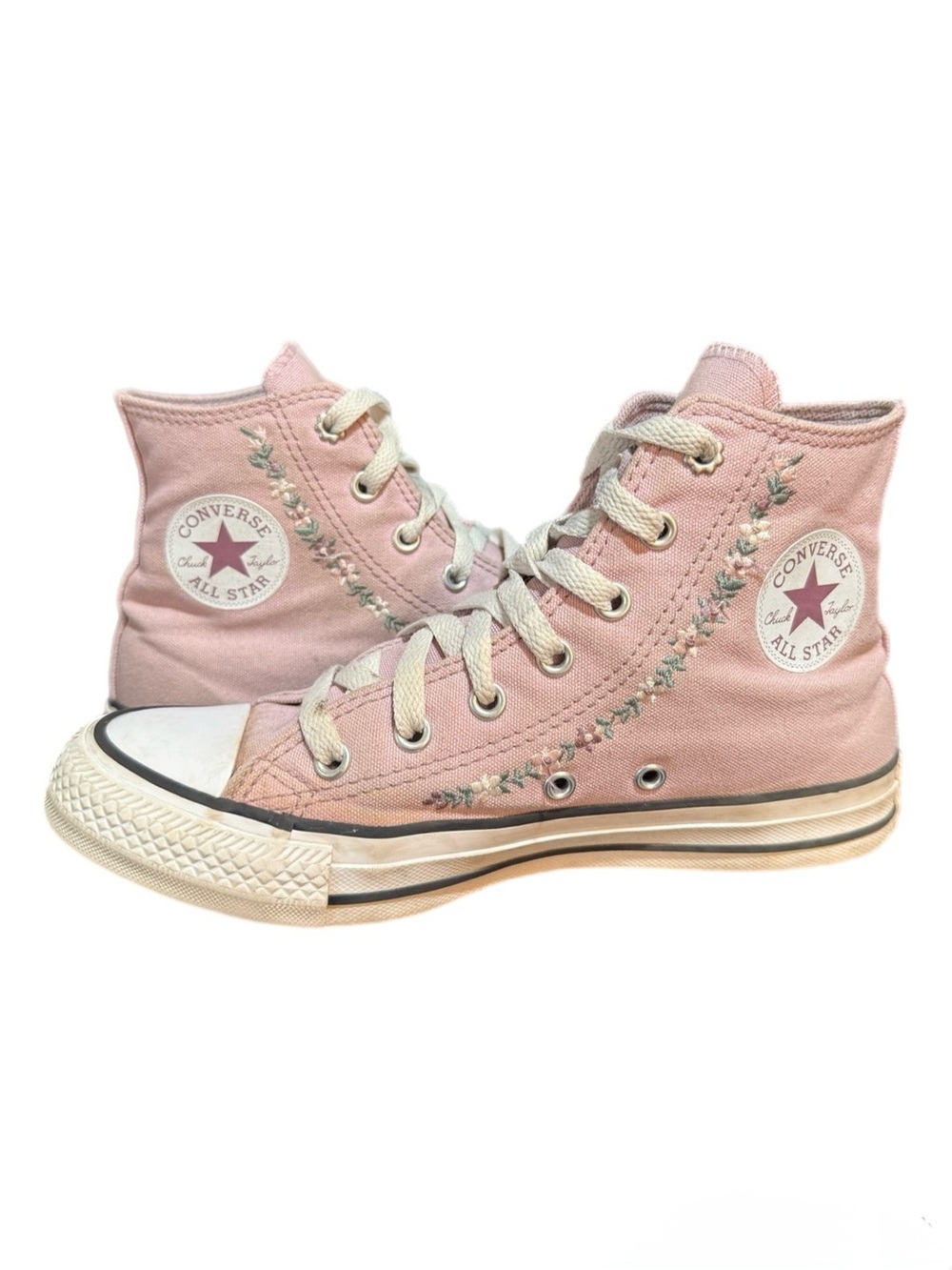 Girls- Chuck Taylor All Star Embroidered Feline Florals High Top Canvas Sneakers